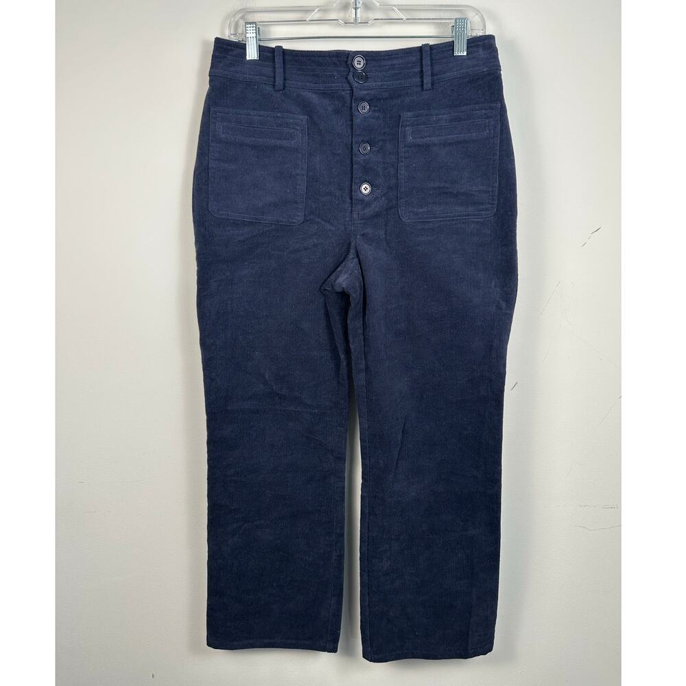 Apiece Apart Pants Women 10 Navy Blue Excellent Corduroy Wide Leg Button Front
